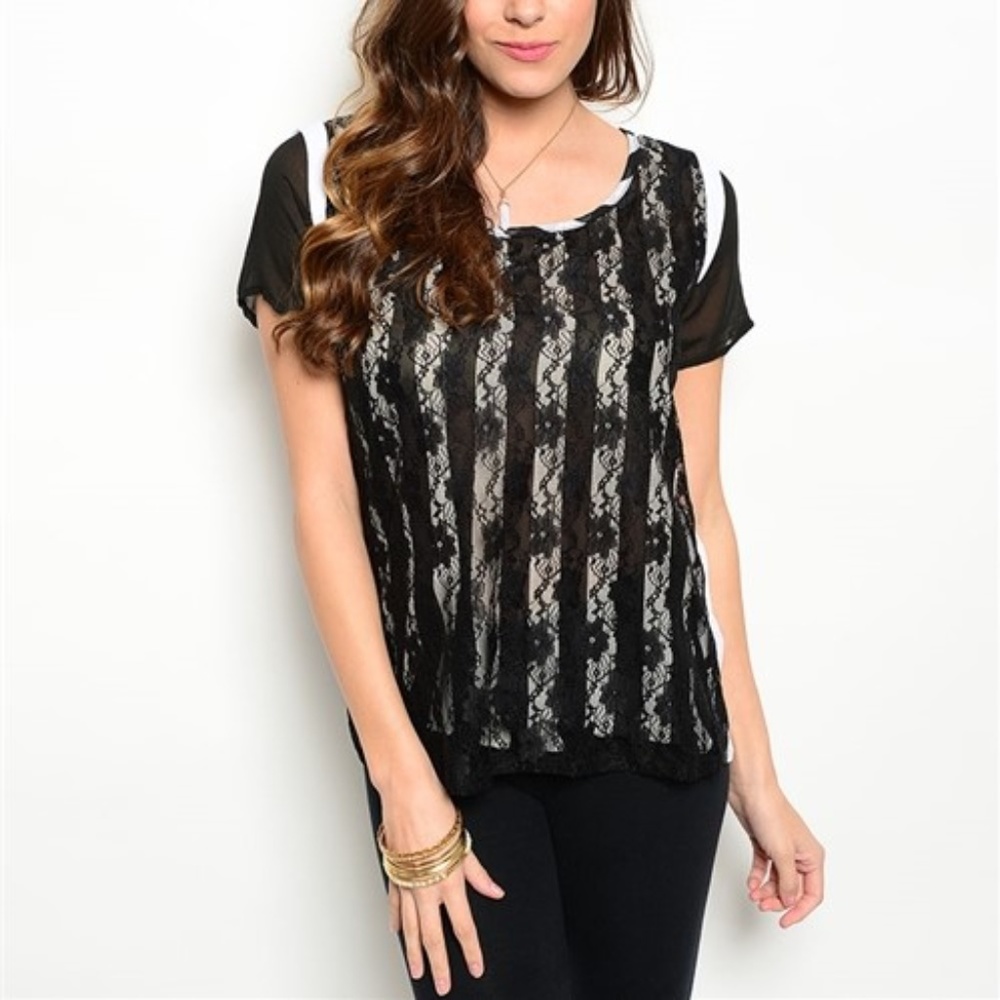 ***CLOSET CLOSING*** Blouse Black White Lace